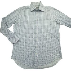 ETRO Via Spartaco Shirt Mens XL 43 Blue Polka Dot Long Sleeve Button Down Italy